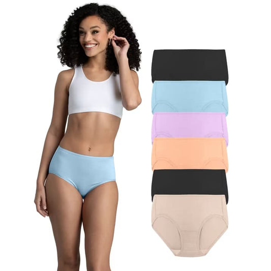 Fruit of the Loom Women's Breathable Cooling Stripes Brief Underwear (6-Pack)