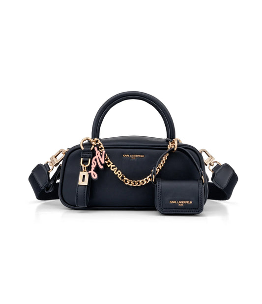 Karl Lagerfeld Paris Zaylia Mini Satchel with Chain &amp; Mini Bag (Black/Gold)