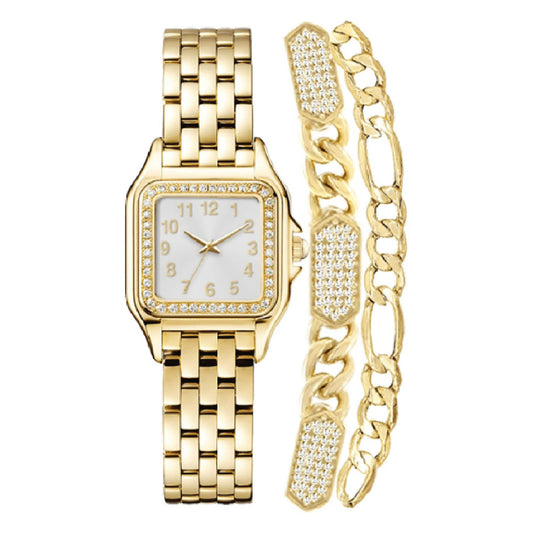 Jones New York Women's Shiny Gold-Tone Metal Bracelet Watch 36mm Gift Set