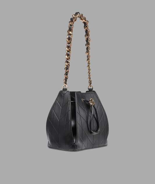 Karl Lagerfeld Paris Fantina Crossbody Bucket Bag (Black / Gold)