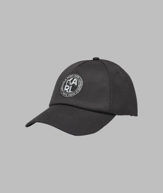 Karl Lagerfeld Paris Krystal Karl Baseball Hat | Black