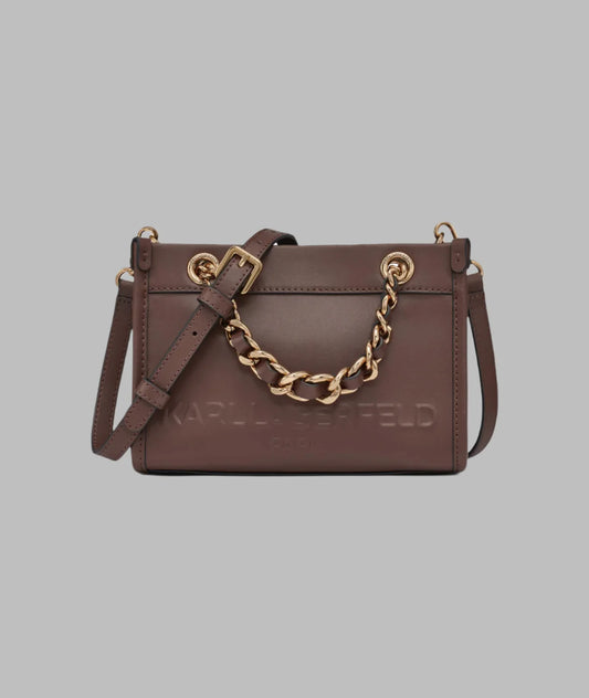 Karl Lagerfeld Paris Savoie Small Leather Crossbody in Brown
