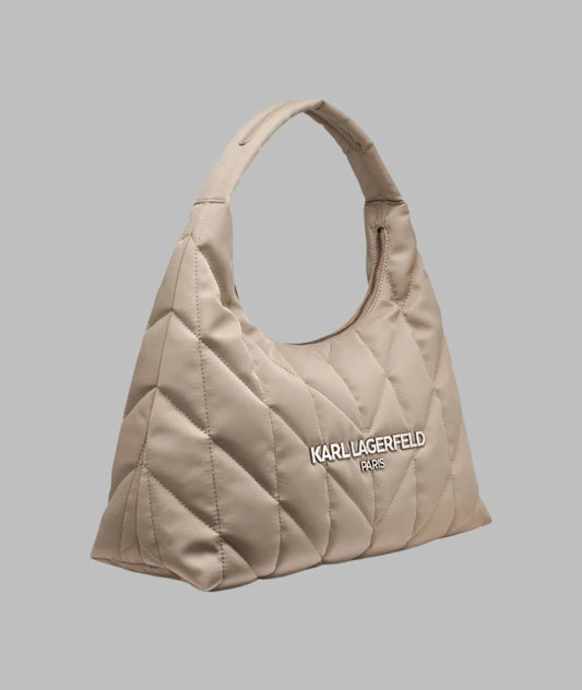 Karl Lagerfeld Paris Voyage Quilted Logo Hobo (Truffle)