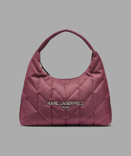 Karl Lagerfeld Paris Voyage Quilted Logo Hobo (Cherry Plum)