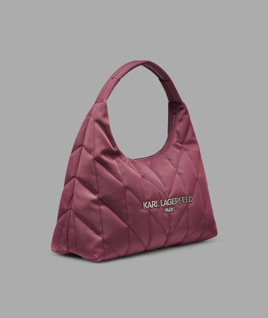 Karl Lagerfeld Paris Voyage Quilted Logo Hobo (Cherry Plum)