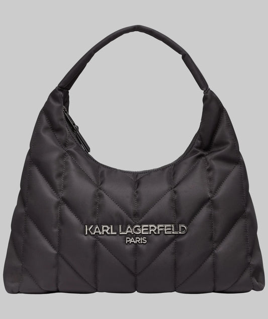 Karl Lagerfeld Paris Voyage Quilted Logo Hobo (Black)