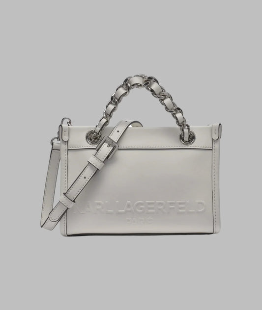 Karl Lagerfeld Paris Savoie Small Leather Crossbody in White
