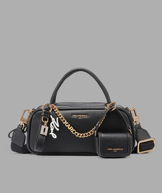 Karl Lagerfeld Paris Zaylia Mini Satchel with Chain &amp; Mini Bag (Black/Gold)