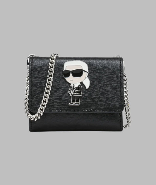 Karl Lagerfeld Paris Choupette Pin Leather Small Wallet in Black