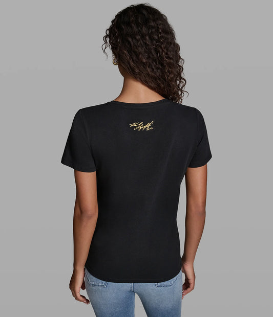 Karl Lagerfeld Paris Women's Bonjour Charms Tee in Black