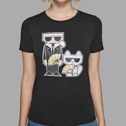 Karl Lagerfeld Paris Karl and Choupette Fan Tee