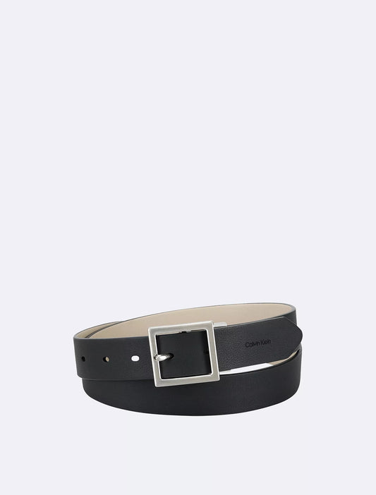 Calvin Klein Reversible Center Bar Buckle Belt - Black / Crockery