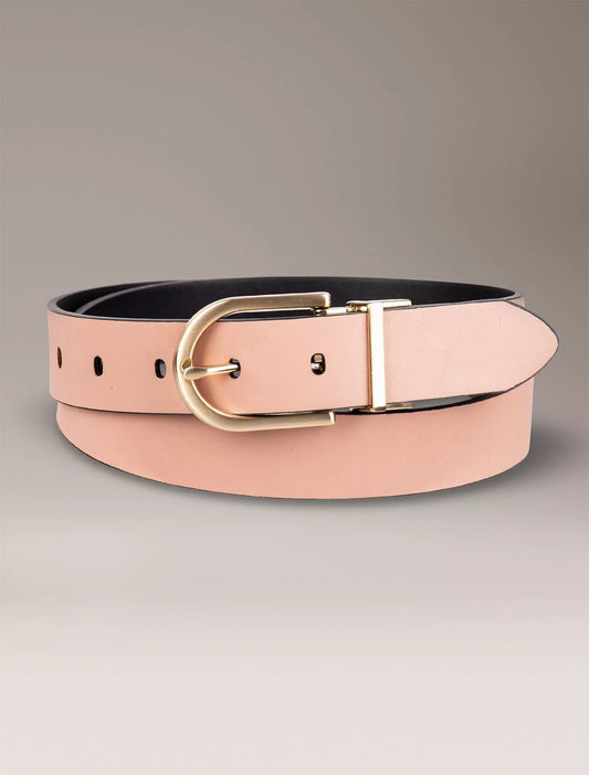 Calvin Klein Reversible Round Buckle Belt - Black / Blush
