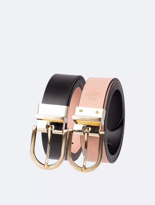Calvin Klein Reversible Round Buckle Belt - Black / Blush