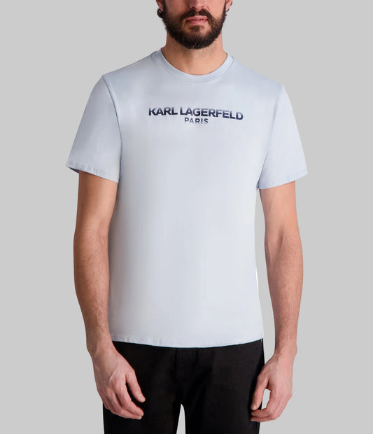 Karl Lagerfeld Paris Faded KL Logo T-Shirt - Light Blue