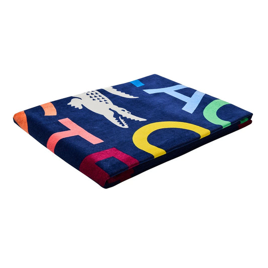 Lacoste Home Luxury Oversized 100% Cotton Beach Towel (36" x 72" - Rainbow Letters)