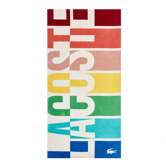 Lacoste Home Luxury Oversized 100% Cotton Beach Towel (36" x 72" - Rainbow Logo)