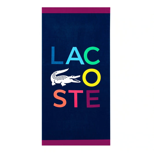 Lacoste Home Luxury Oversized 100% Cotton Beach Towel (36" x 72" - Rainbow Letters)
