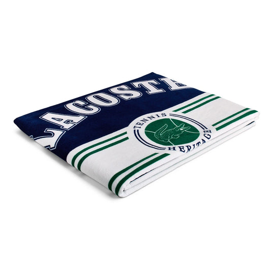 Lacoste Home Luxury Oversized 100% Cotton Beach Towel (36" x 72" - Single Badge Blue)