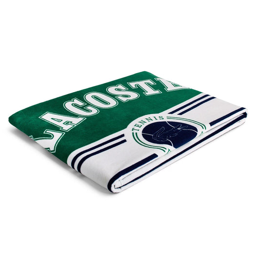 Lacoste Home Luxury Oversized 100% Cotton Beach Towel (36" x 72") in Single Badge Green