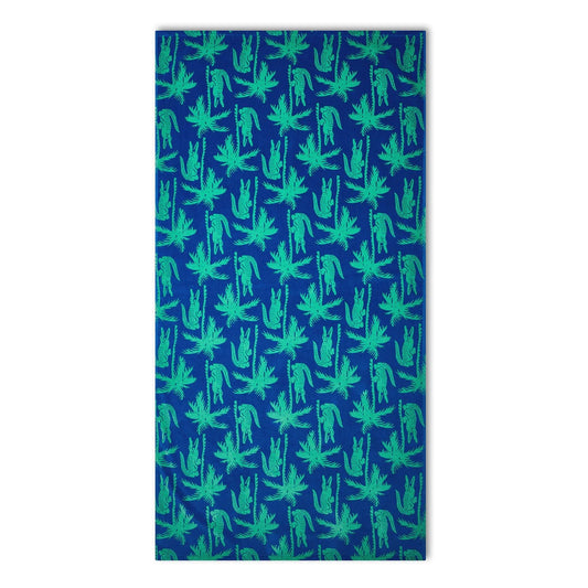 Lacoste Home Luxury Oversized 100% Cotton Beach Towel (36" x 72" - Allover Croc Palm Blue/Green)