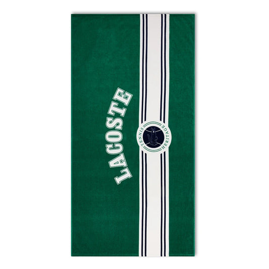 Lacoste Home Luxury Oversized 100% Cotton Beach Towel (36" x 72") in Single Badge Green