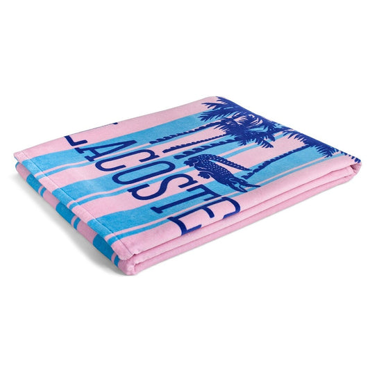Lacoste Home Luxury Oversized 100% Cotton Beach Towel (36" x 72" - Palm Trees Blue/Pink)