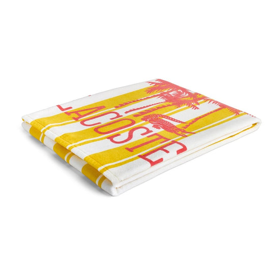 Lacoste Home Luxury Oversized 100% Cotton Beach Towel (36" x 72" - Palm Trees Yellow/White)