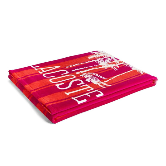 Lacoste Home Luxury Oversized 100% Cotton Beach Towel (36" x 72" - Palm Trees Pink/Coral)