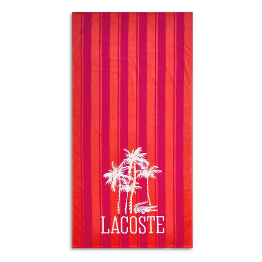 Lacoste Home Luxury Oversized 100% Cotton Beach Towel (36" x 72" - Palm Trees Pink/Coral)
