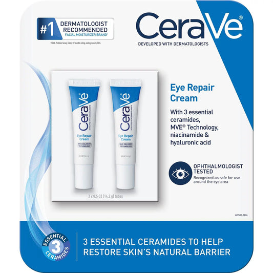 CeraVe Eye Repair Cream for Dark Circles & Puffiness, .5 oz., 2 pk.
