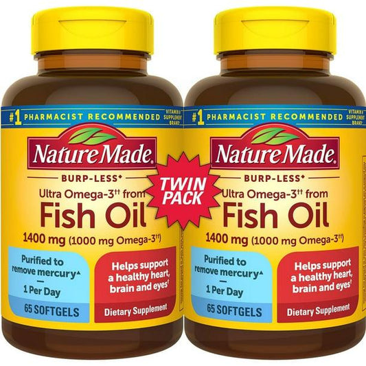 Nature Made Burp-Less Ultra Omega-3 Fish Oil Softgels, 130 count