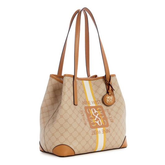 Nine West Delaine 2 in 1 Tote in Khaki Logo/Camel