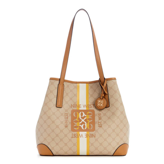 Nine West Delaine 2 in 1 Tote in Khaki Logo/Camel