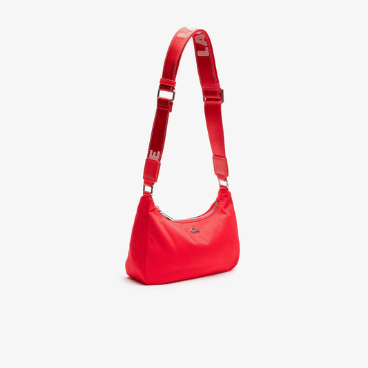 Lacoste Unisex Metal Crocodile Branded Strap Nylon Shoulder Bag