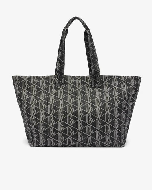 Lacoste XXL Summer Pack Motif Tote in Mono Jacquard Denim Noir