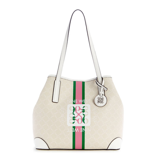 Nine West Delaine 2 in 1 Tote in Cream Logo/White