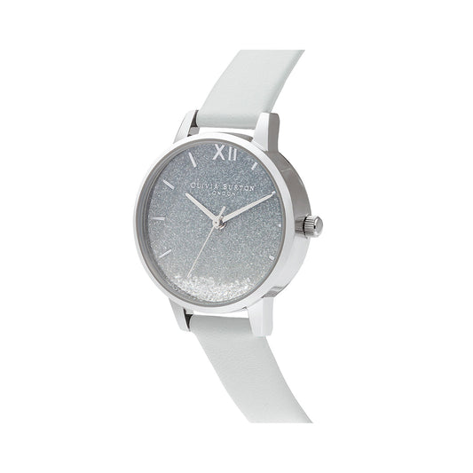 Olivia Burton Wishing Wave Glitter Eco-Friendly Women's Watch (30mm, Blue-to-Silver Gradient with Roman Numerals)
