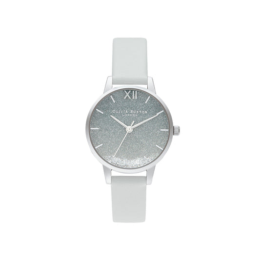 Olivia Burton Wishing Wave Glitter Eco-Friendly Women's Watch (30mm, Blue-to-Silver Gradient with Roman Numerals)