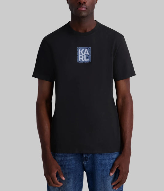 Karl Lagerfeld Paris Men's Tangled Rope Karl Logo Tee in Black