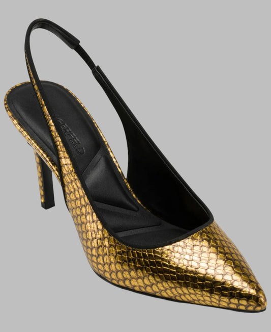 Karl Lagerfeld Paris Rosalyn Slingback Pump in Gold/Black