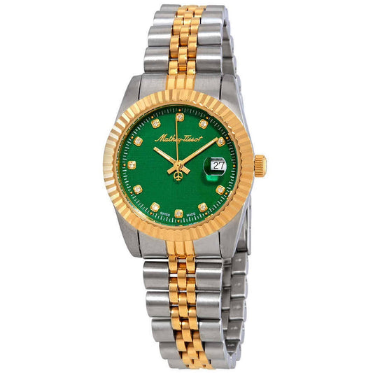 Mathey-Tissot Rolly III (or Mathy III) Crystal Green Dial Ladies Watch (Model: D810BV) in Green/Gold