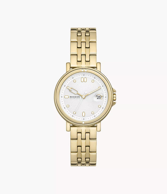 Skagen Signatur Lille Sport Three-Hand Date Gold Stainless Steel Bracelet Watch