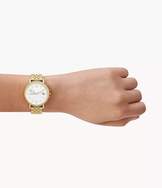 Skagen Signatur Lille Sport Three-Hand Date Gold Stainless Steel Bracelet Watch