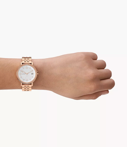 Skagen Signatur Lille Sport Three-Hand Date Rose Gold Stainless Steel Bracelet Watch