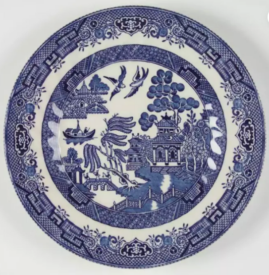 Royal Wessex Salad Plate Blue Willow (Swirl Rim, England) 8 inch