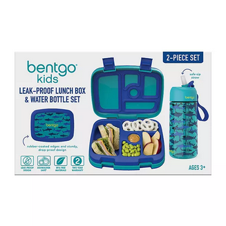 Bentgo Kids Prints Lunch Box & Water Bottle Set (Sharks):- Sharks