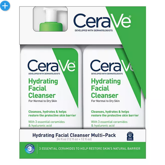 CeraVe Hydrating Facial Cleanser, Normal to Dry Skin, 12 fl. oz., 2 pk.