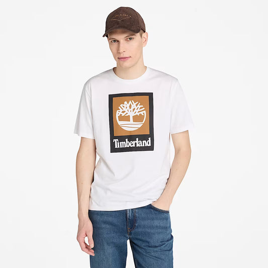 Timberland Square Stack Logo Short-Sleeve T-Shirt - White