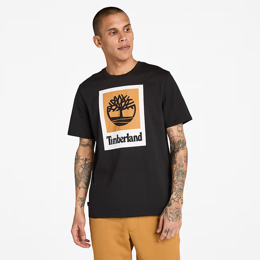 Timberland Square Stack Logo Short-Sleeve T-Shirt - Black
